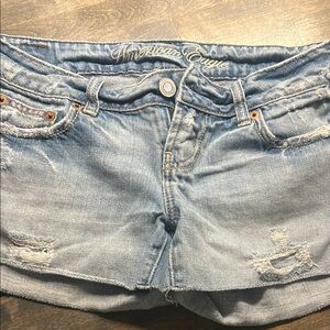 Light Blue Distressed Denim Shorts